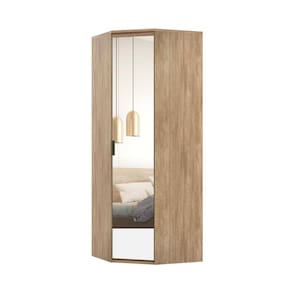 Guarda Roupa Modulado Canto 45º 1 Porta com Espelho 2 Cabideiros 3 Prateleiras Belmax Carvalho
