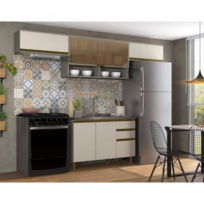Cozinha Compacta 4 Peças 100% MDF Aurora Espresso Móveis Duna/Cristal
