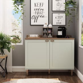 Balcão Cantinho do Café Tampo MDF Iluminata Genialflex Verde Mint/Ébano