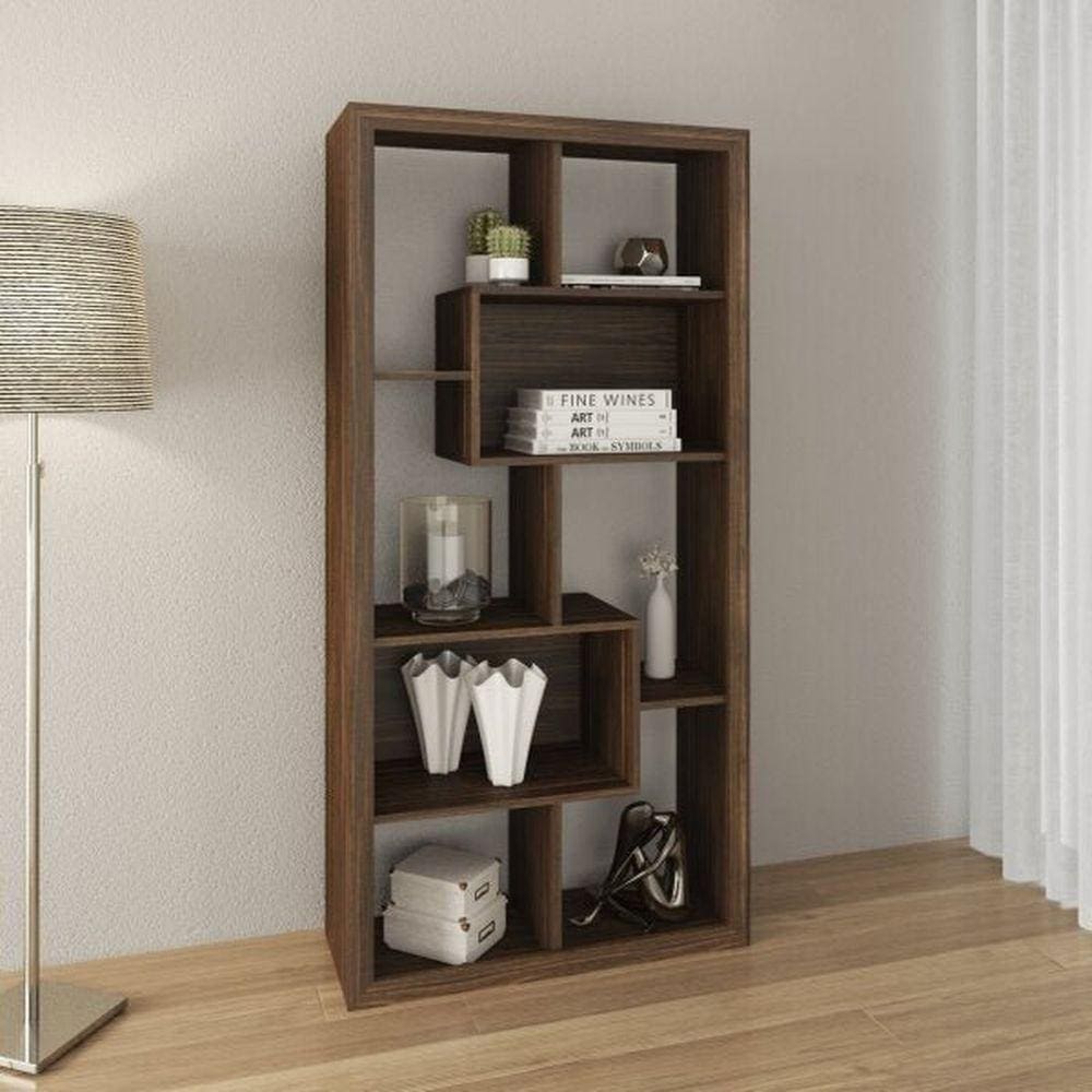 Estante Para Livros com 2 Nichos Tecno Mobili Nogal