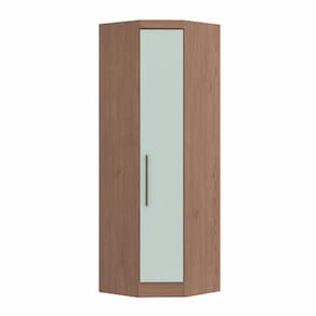 Armário Guarda Roupa de Canto Oblíquo 1 Porta Infinity Móveis Castro Macadâmia/Pistache Line