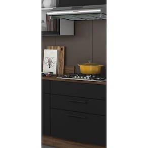 Balcão em Aço de Cozinha 80cm com Tampo para Cooktop 5 Bocas 2 Gavetas Exclusive Itatiaia Grafite/Preto Matt