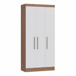 Guarda Roupa Modulado 3 Portas 2 Gavetas Infinity Móveis Castro Macadâmia/Branco Line