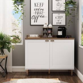 Balcão Cantinho do Café Tampo MDF Iluminata Genialflex Branco/Ébano