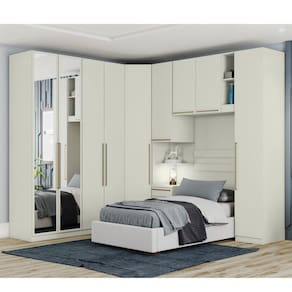 Quarto Modulado Completo Solteiro 6 Peças 9 Portas 6 Gavetas Predileto Areia HP
