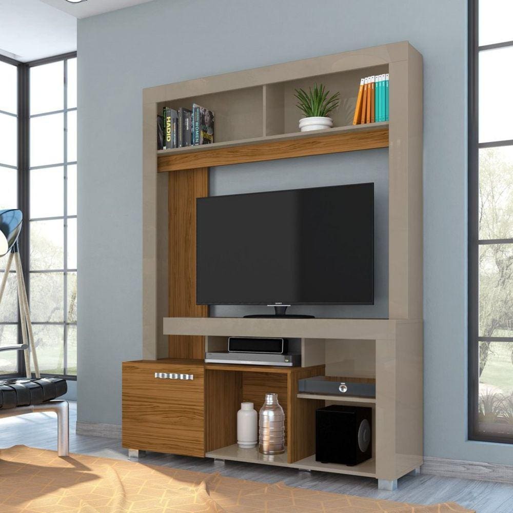 Rack para TV até 50 Polegadas 1 Porta Flavia Madetec Cinza/Marromle