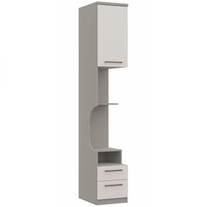 Módulo Mesa de Cabeceira 1 Porta 2 Gavetas Elegance Móveis Castro Niquel/Blanc