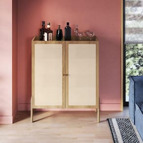 Cristaleira 2 Portas 93cm Palhinha Pé Madeira Oslo Artesano Hanover