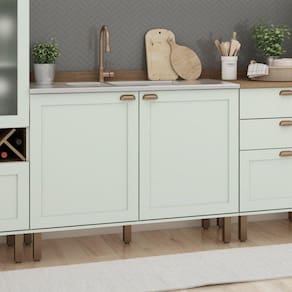 Balcão Para Cozinha 2 Portas Provençais sem Tampo Iluminata Genialflex Verde Mint