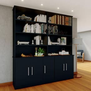 Estante de Livros 5 Portas 8 Prateleiras Foscarini Preto