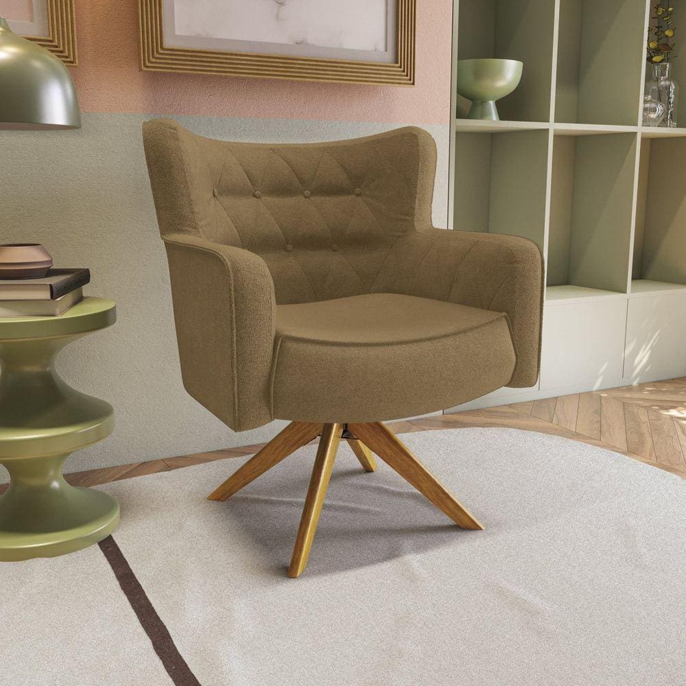 Poltrona Decorativa para Sala de Estar Olga Caramelo