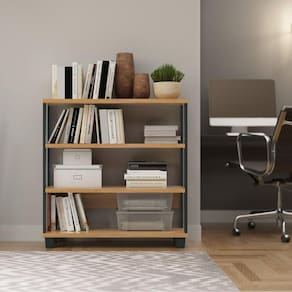 Estante para Livros 4 Prateleiras 89,5cm Industrial Dalla Costa Freijó/Preto