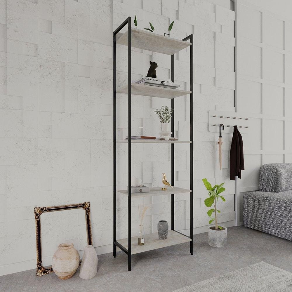 Estante para Livros Industrial Aço Multiuso 5 Prateleiras 187x60cm Active Yescasa Snow