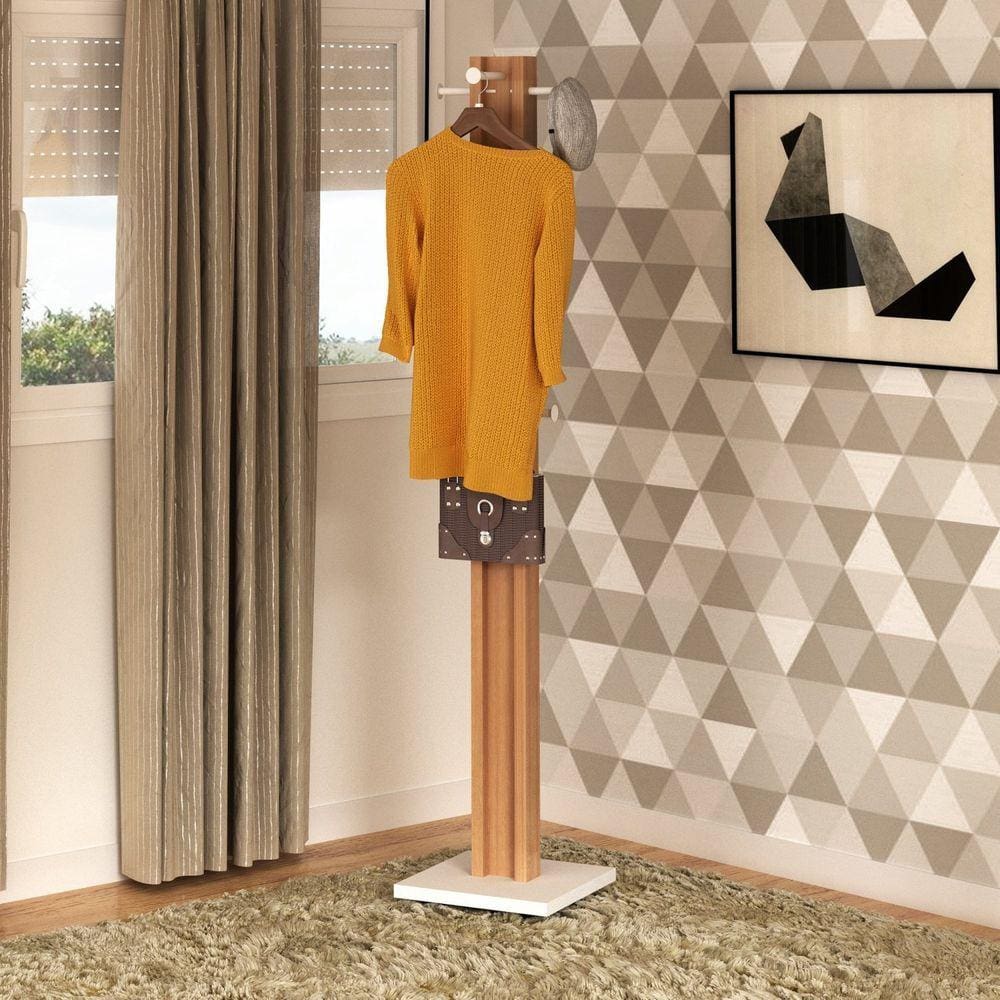 Cabideiro 8 Ganchos AZ1018 Tecno Mobili Amêndoa/Branco