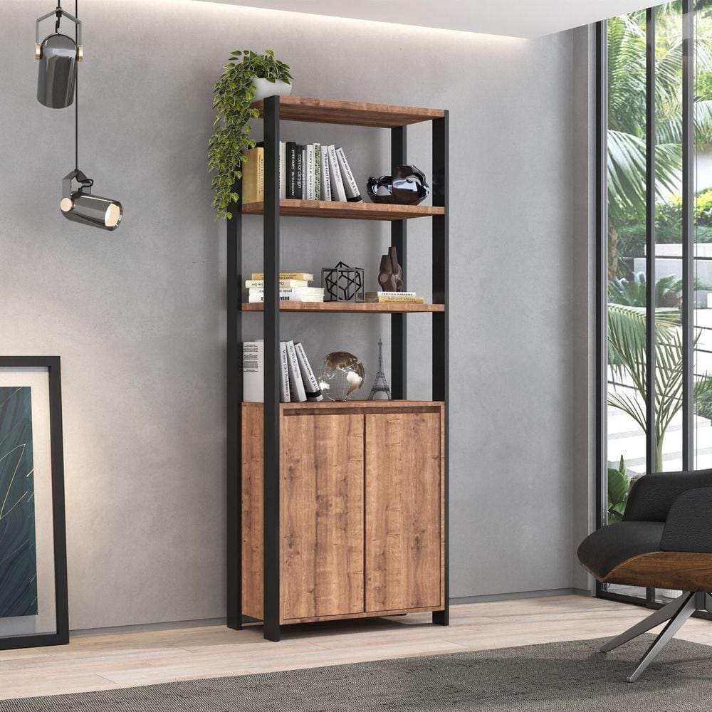 Estante Industrial 2 Portas 3 Prateleiras M113 Foscarini Preto/Solanum
