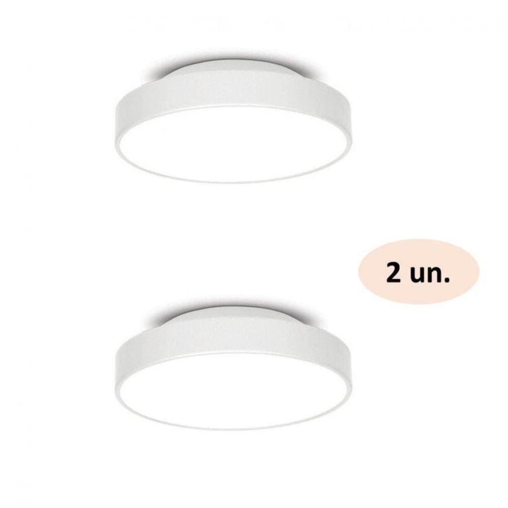 Kit 2 Plafons para 2 Lâmpadas Redondo 25cm 7651 JD Molina Branco