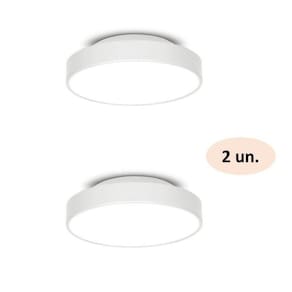 Kit 2 Plafons para 2 Lâmpadas Redondo 25cm 7651 JD Molina Branco