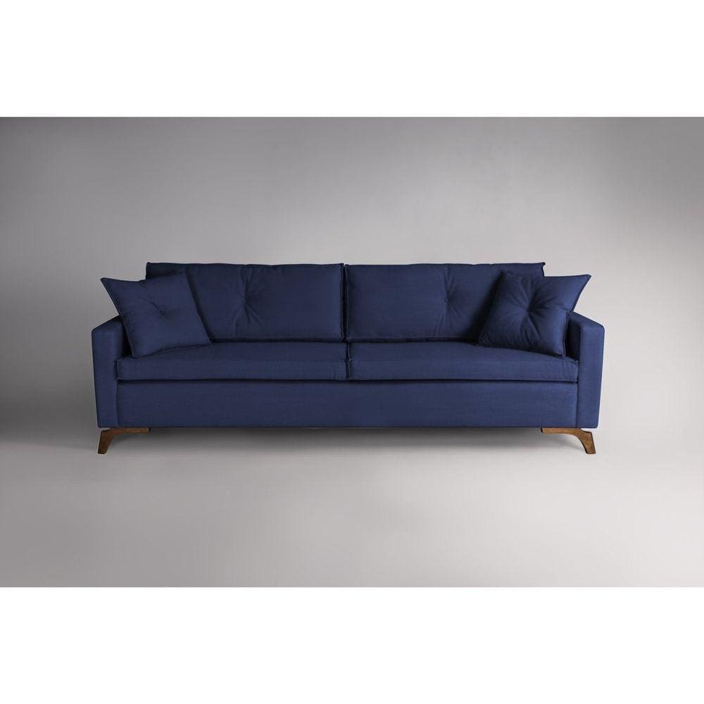 Sofá 230cm Pés Imbuia Viena Sofani Azul