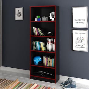 Estante para Escritório 4 Prateleiras ME4141 Tecno Mobili Preto/Vermelho