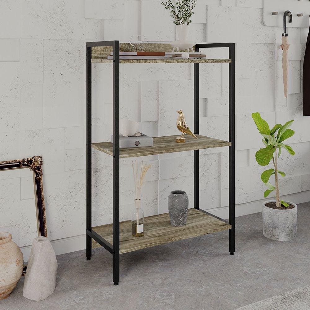 Estante para Livros Industrial Aço Multiuso 3 Prateleiras 104x60cm Active Yescasa Carvalho