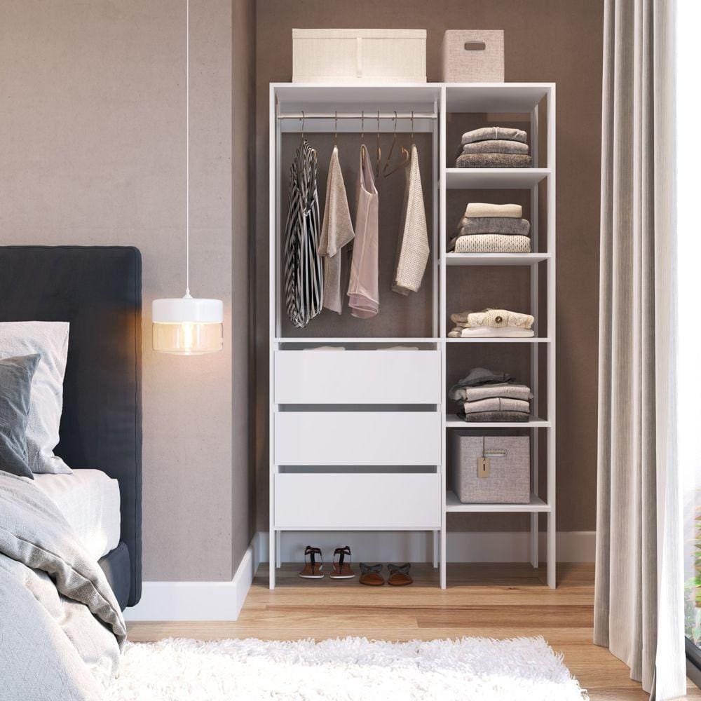 Closet 3 Gavetas Placa e Ponto Branco