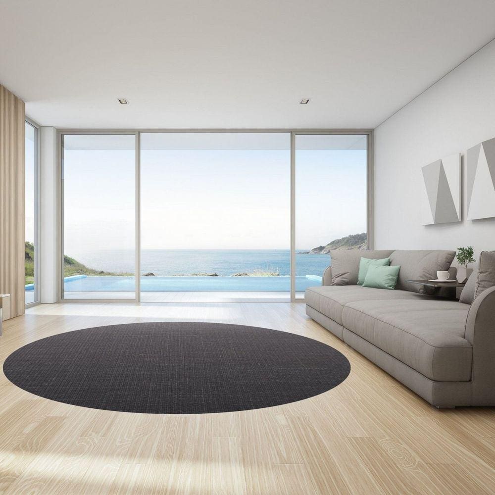 Tapete Sisal CX Redondo Liso 200cm APAEB Preto