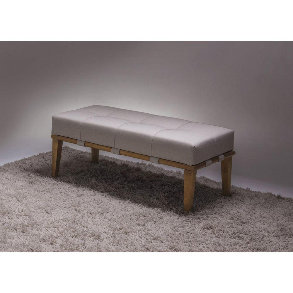 Puff Livia 100cm Pés Marroml Sofáni Bege/Marroml