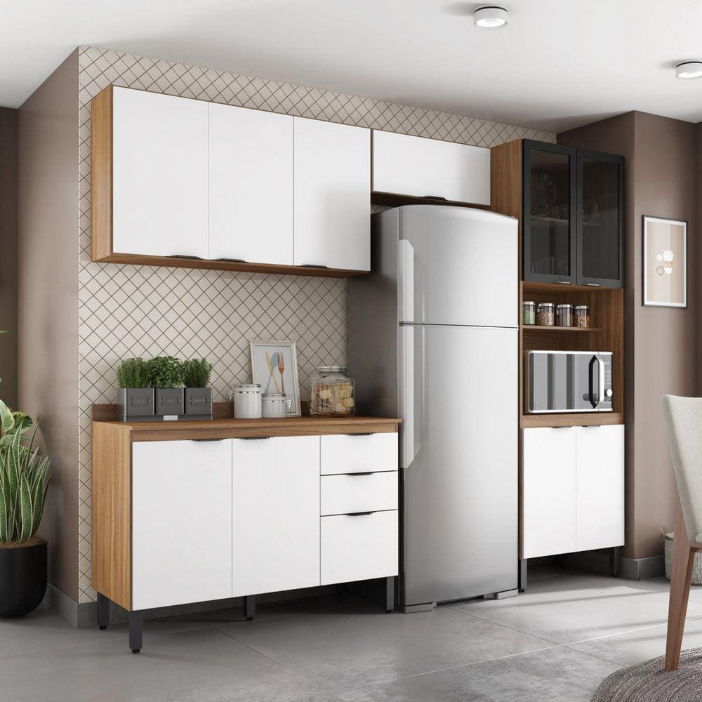 Cozinha Completa Firenze 04 Peças 11 Portas e 02 Gavetas Demóbile Amendola Touch/Branco