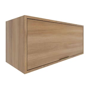 Armário Aéreo 1 Porta 80cm Thalita Moveis Sul Nogal Manchester/Preto
