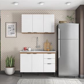 Cozinha Compacta Firenze 02 Peças 06 Portas 02 Gavetas Demóbile Amendola Touch/Branco