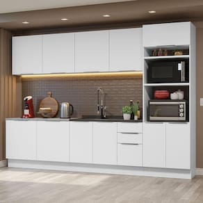 Armário De Cozinha Completa 310cm Branco Stella Madesa 01 Branco