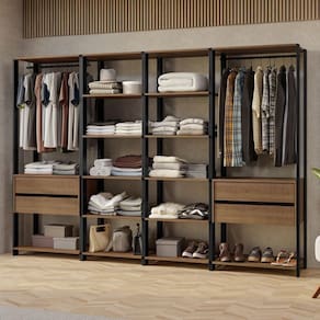 Guarda-roupa Closet Modulado Valencia 4 Gavetas 258cm Rustic/preto Madesa 02 Rustic/preto