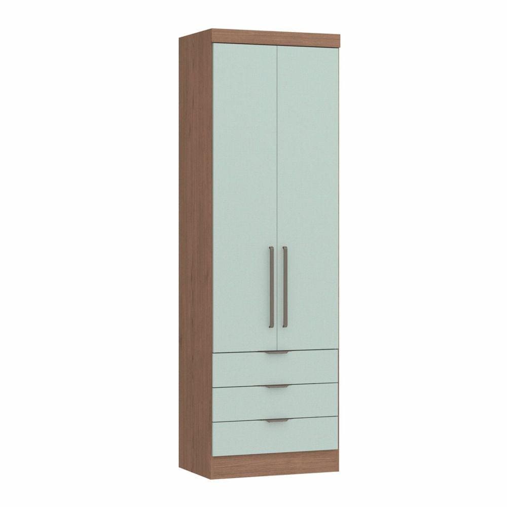 Guarda Roupa Modulado 2 Portas 3 Gavetas Infinity Móveis Castro Macadâmia/Pistache Line