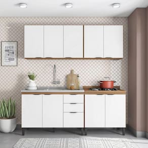 Cozinha Compacta Firenze 04 Peças 10 Portas 02 Gavetas Demóbile Amendola Touch/Branco