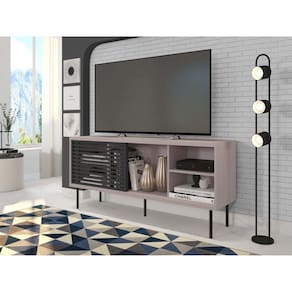 Rack para TV até 55 Polegadas Industrial 136cm em BP Porta Ripada Multiverso CabeCasa MadeiraMadeira Cacao/Preto