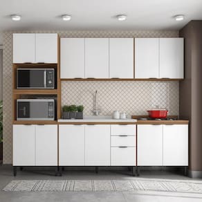 Cozinha Completa Firenze 05 Peças 14 Portas e 02 Gavetas Demóbile Amendola Touch/Branco