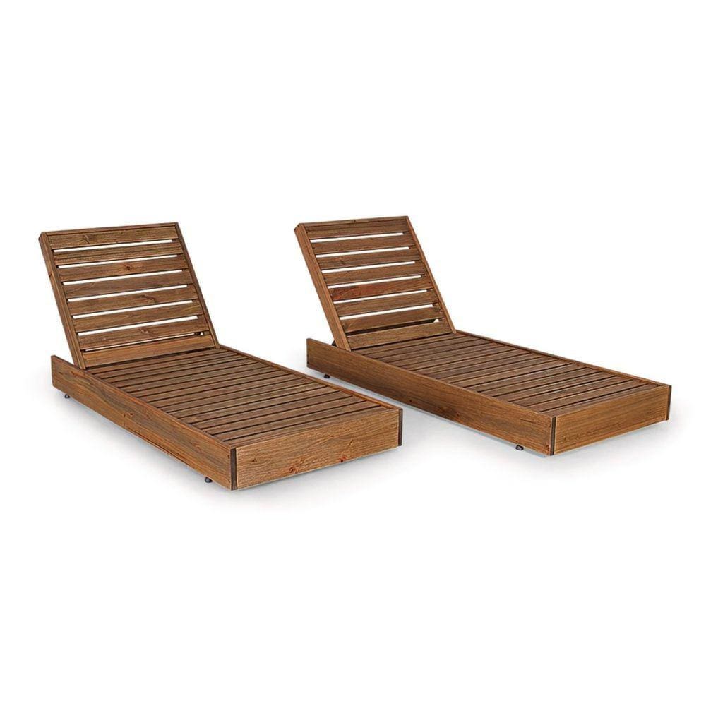 Conjunto 2 Espreguiçadeiras Versatti Rustic Viva Ligna Nogueira