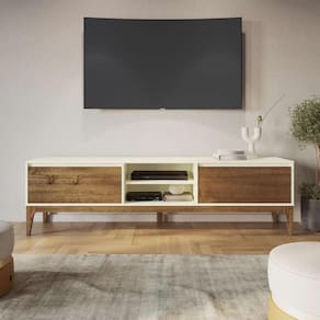 Rack para TV até 60 Polegadas 2 Gavetas 180cm Retrô Bali Yescasa Bege/Garapa