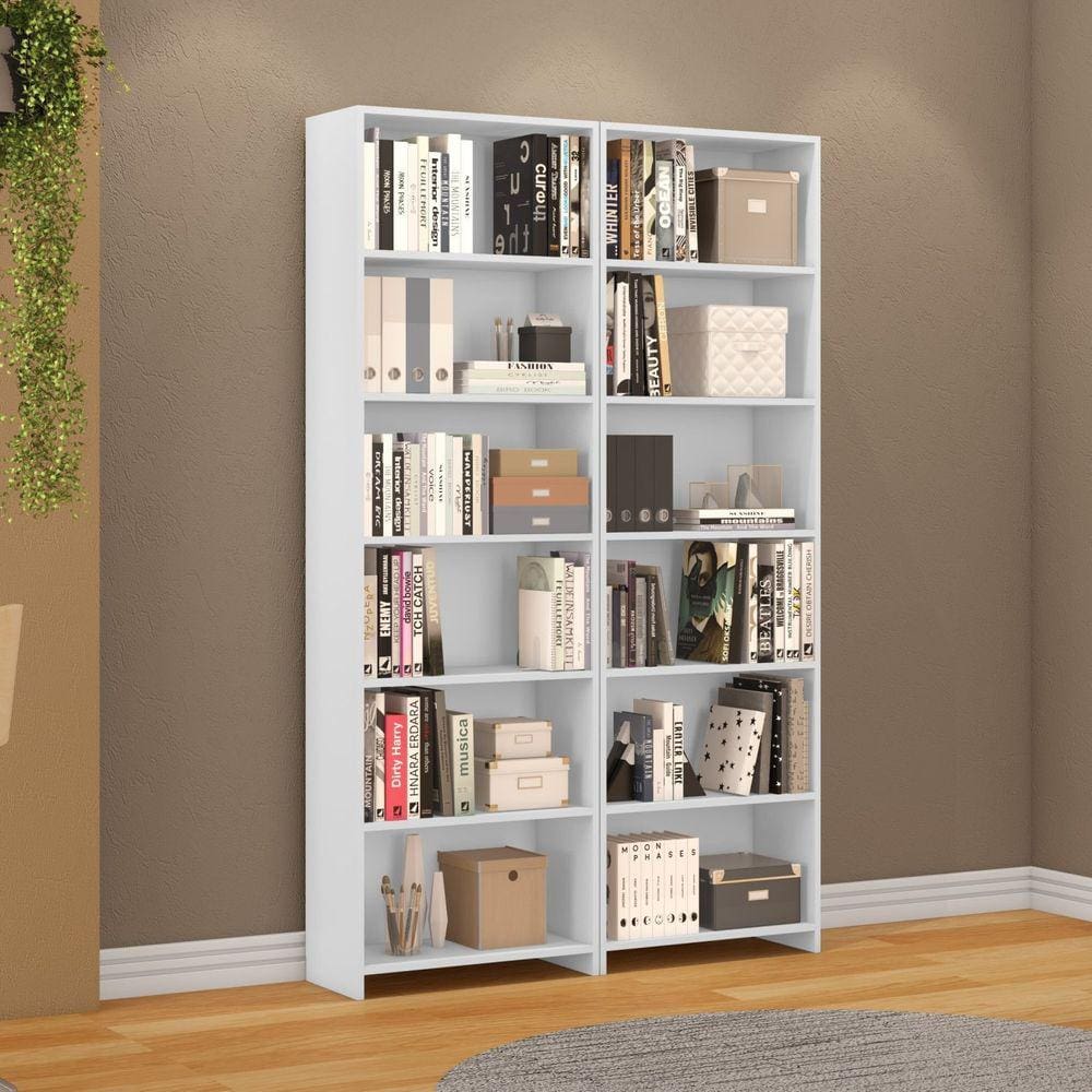 Conjunto 2 Estantes para Livros LV200 DJD Móveis Branco
