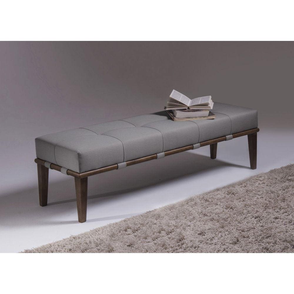 Puff Livia 140cm Pés Imbuia Sofáni Cinza/Imbuia