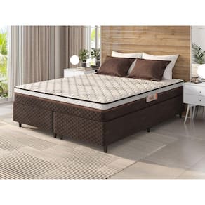 Cama Box Queen Hellen Colchões Molas Ensacadas Siena Special 158x198x58 Marrom