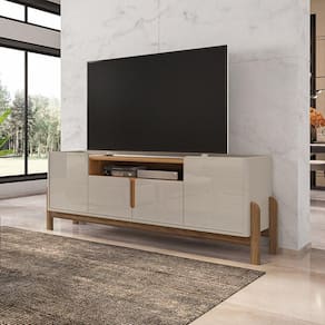 Rack para TV até 60 Polegadas 190cm 4 Portas Lizz Versátile Casa D Off White/Cedro