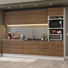 Armário De Cozinha Completa 310cm Branco/rustic Stella Madesa 01 Branco/rustic