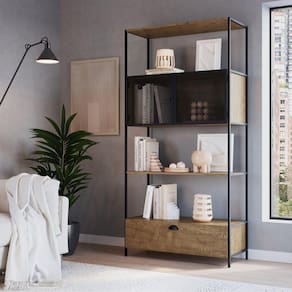 Estante Industrial 2 Portas 1 Gaveta 90cm York Artesano Vermont/Preto