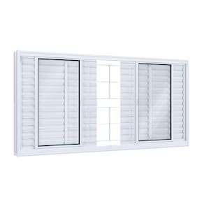 Janela de Aço Veneziana 100x200cm 6 Folhas com Grade Quadrada Facilita Lucasa Branco