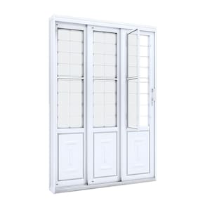 Porta de Aço de Correr 213x150 com Grade Quadrada e Postigo Facilita Lucasa Branco