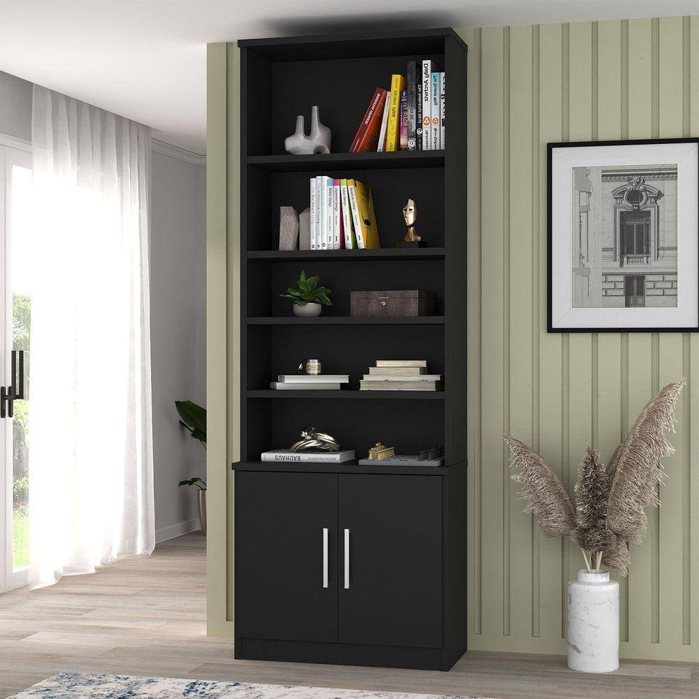 Estante para Livros 2 Portas 5 Prateleiras Foscarini Preto