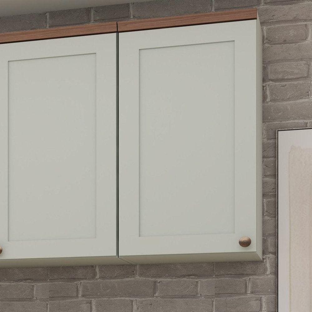 Armário Aéreo Para Cozinha 1 Porta Provençal Iluminata Genialflex Verde Mint