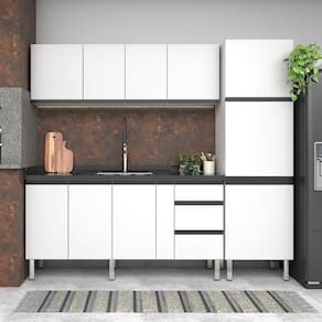 Balcão para Pia 180cm em Aço 2 Portas 3 Gavetas Gaia Cozimax Branco