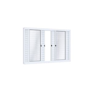 Janela de Aço Veneziana 100x200cm 6 Folhas com Vidro Riobras Branco